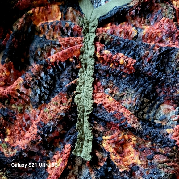 Free People Solana Lace Top Black/Rust/Hunter Green Size S NWT - Picture 9 of 9